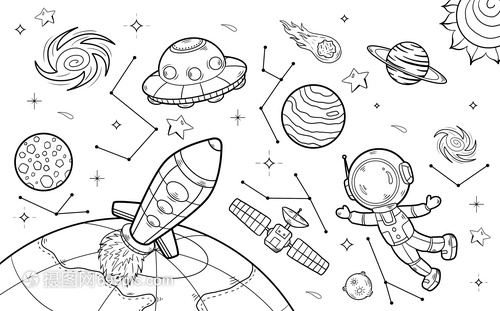 儿童宇宙太空简笔画 