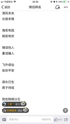 清风情侣网名
