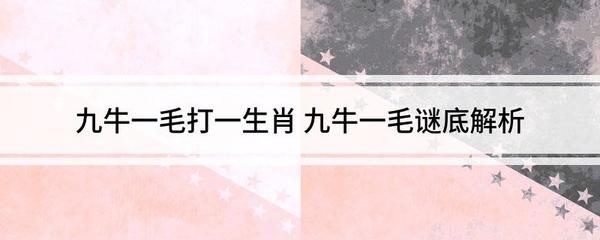 九牛一毛指什么生肖
