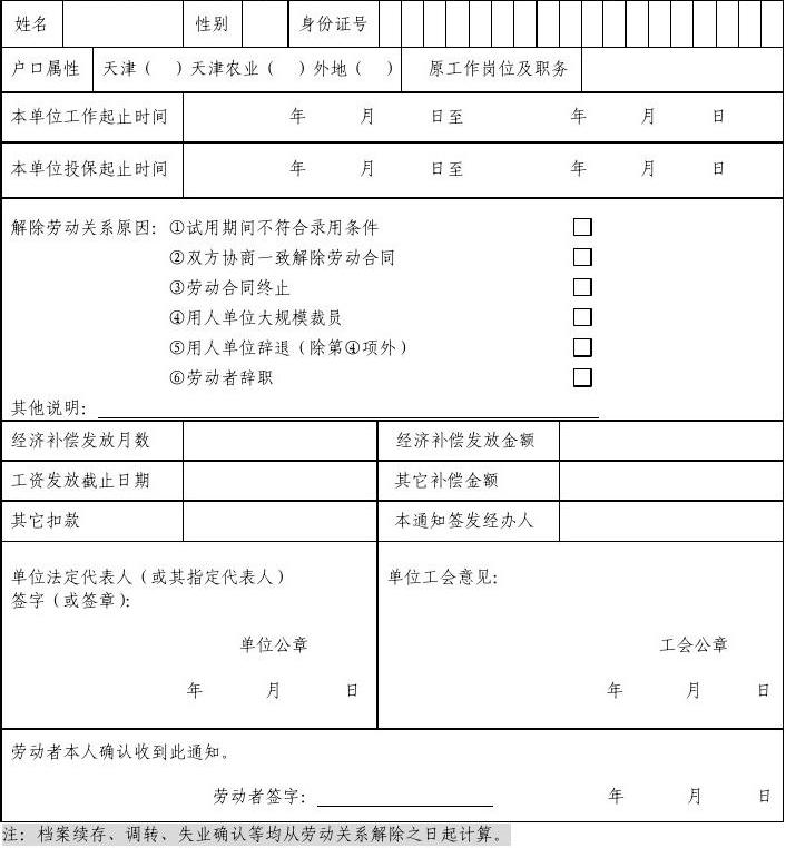 被迫解除劳动关系通知书