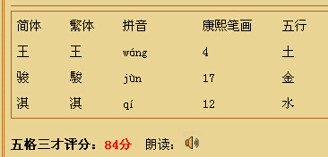 骏的五行
