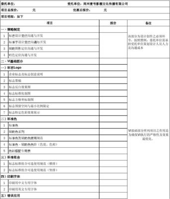 vi设计项目清单