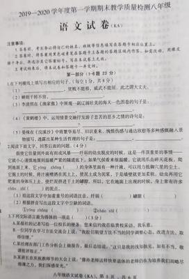 2020/2021(下八年级语文期末检测试卷