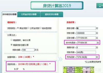 2019房贷计算器在线计算