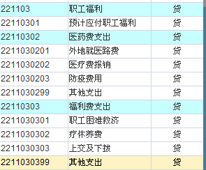 应付福利费的科目编码