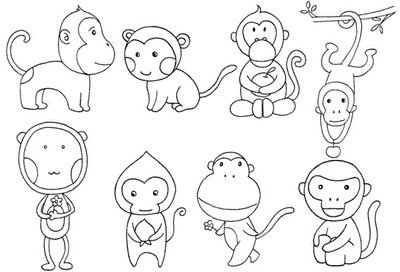 猴的简笔画简单图片