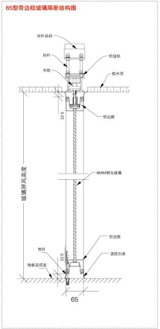 玻璃隔断节点图