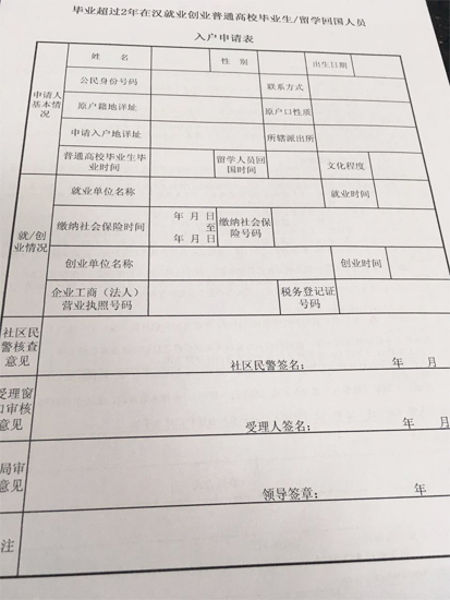 大学生落户申请书