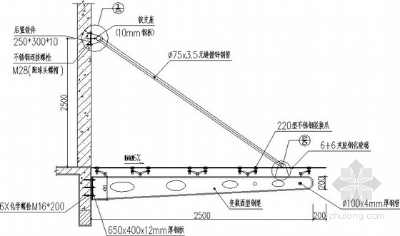玻璃雨棚钢结构施工图