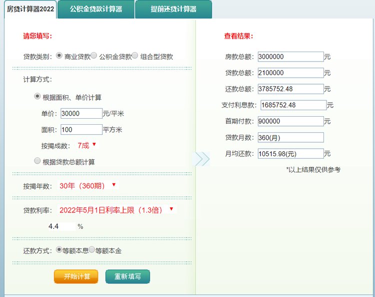 个人住房贷款利率计算器
