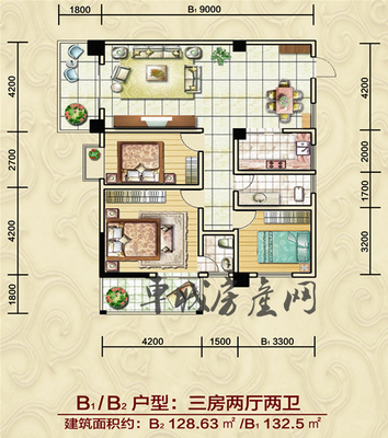 中等户型卧室厨房面积