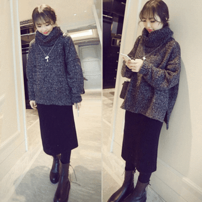 冬季毛衣裙子搭配图片