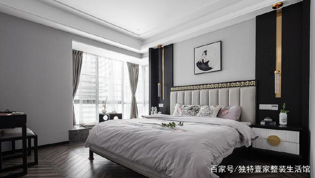黑白灰客厅窗帘效果图