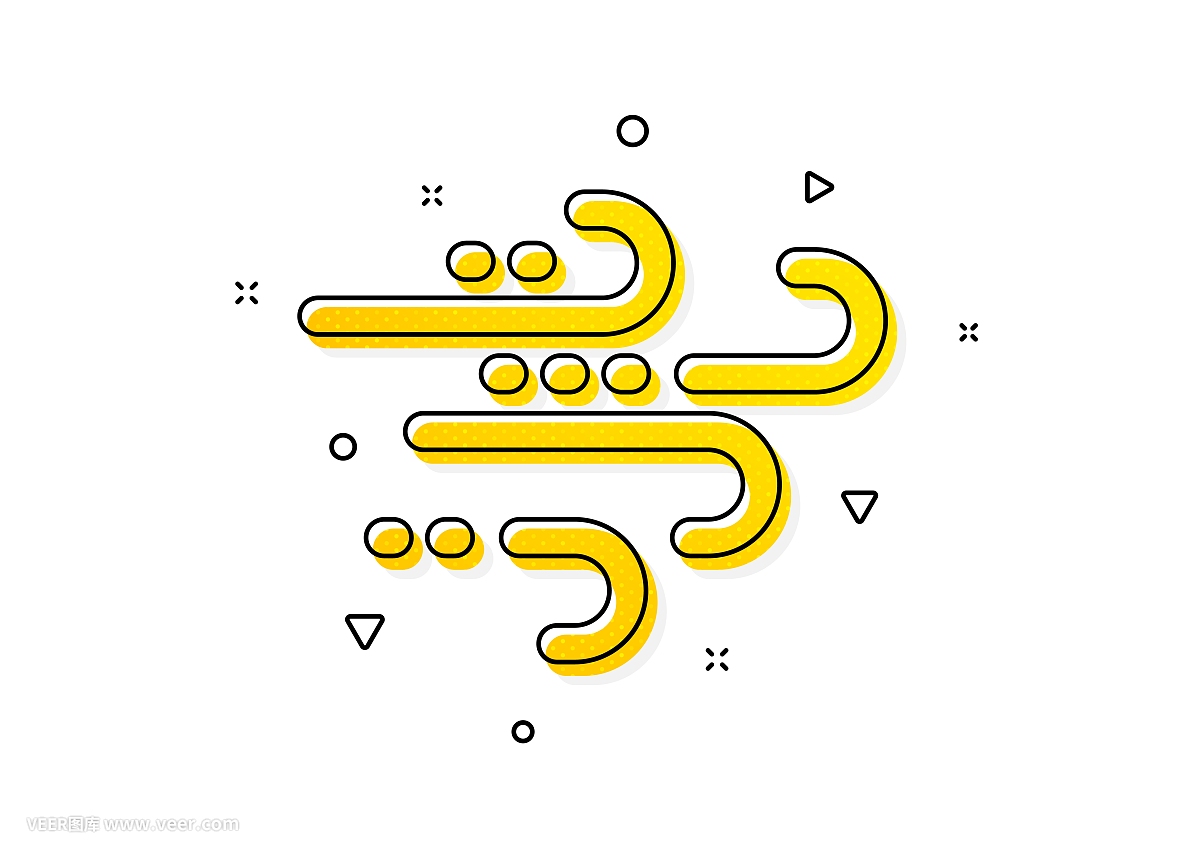 多风的天气图标.强烈的风.向量