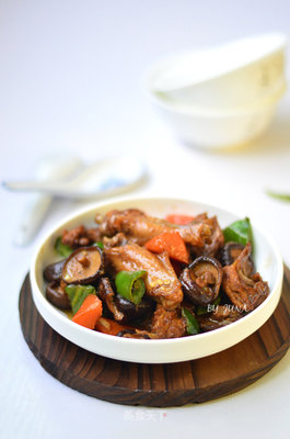鸡肉炖香菇和红萝卜