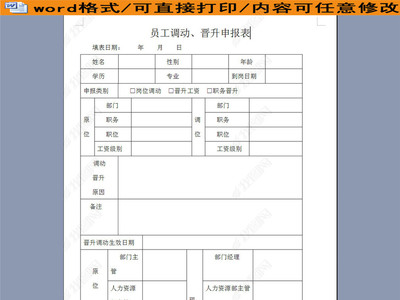 员工晋升申报表怎么写