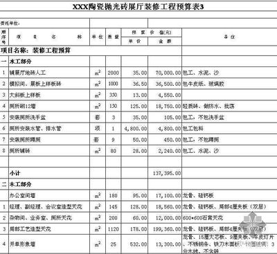 装饰装修报价表