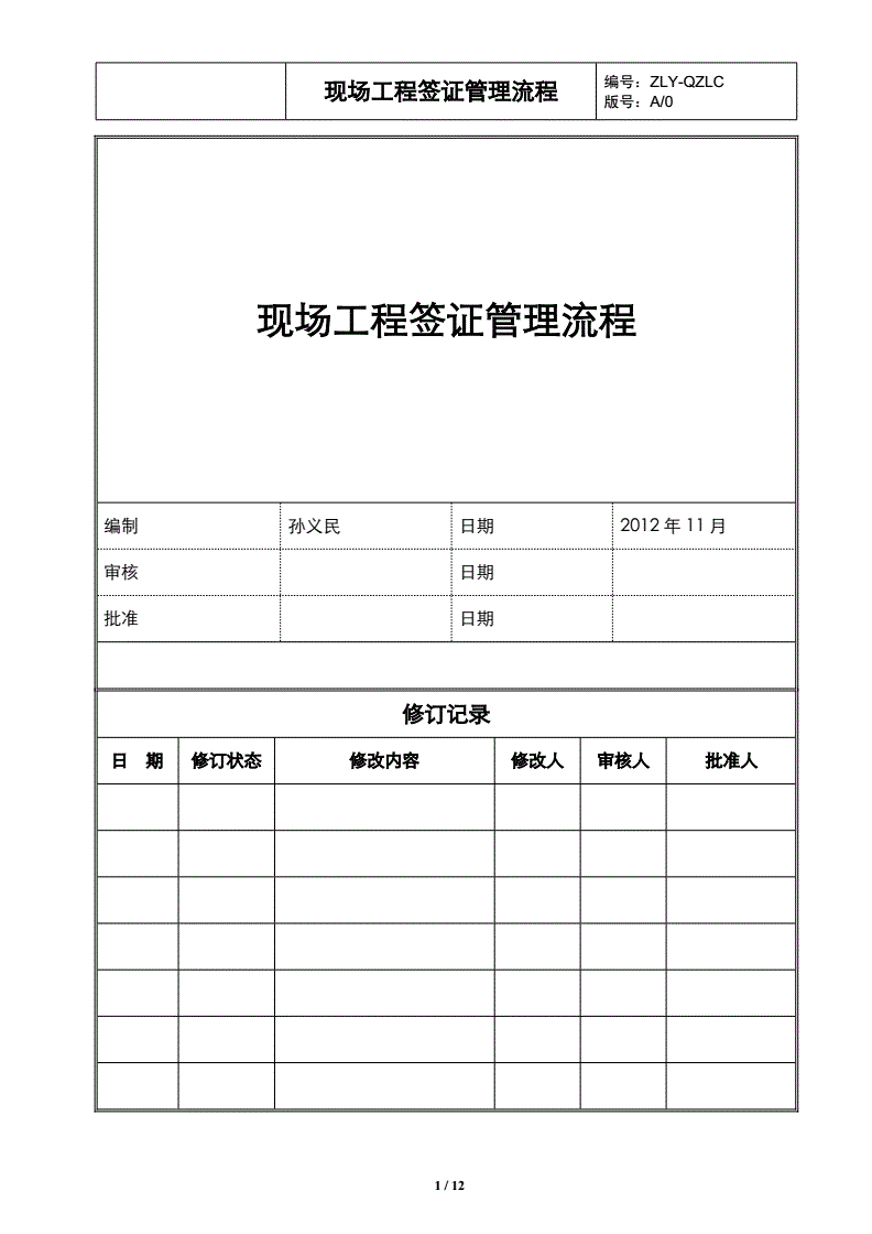 工程签证签批格式标准