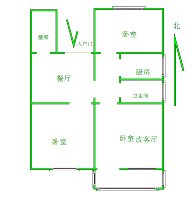 厕所对正对着厨房门