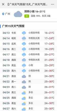 广州15日天气预报