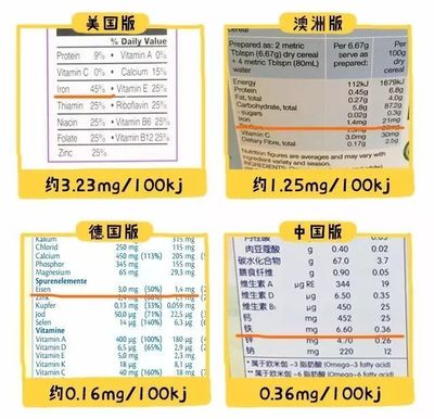 奶粉100g含铁量标准