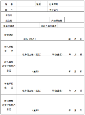 小学转入学校申请书