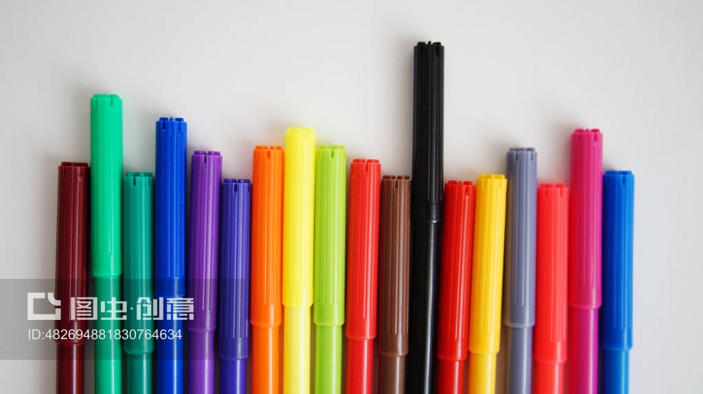 Set of bright colored felt-tip pens without cups isolated on white Stock  Photo by LightFieldStudios