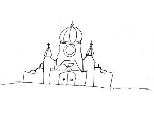 比萨大教堂简笔画图片
