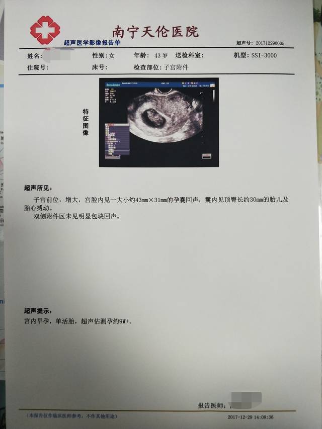 怀孕检测报告单