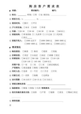 装修需求表
