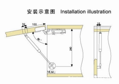 橱柜下翻气撑安装尺寸