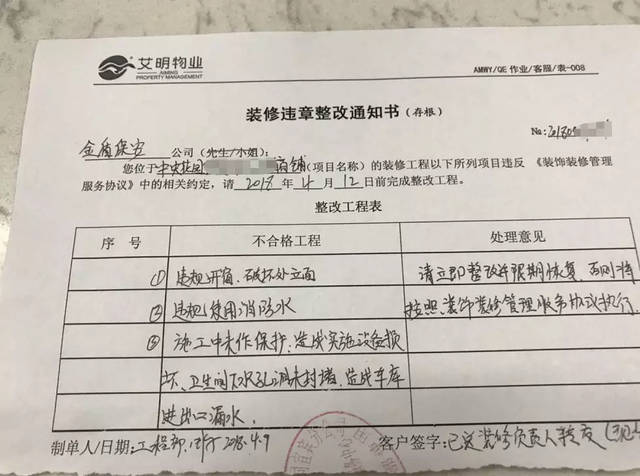 装修整改通知书范文