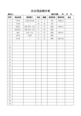 办公室电脑耗材管理表格