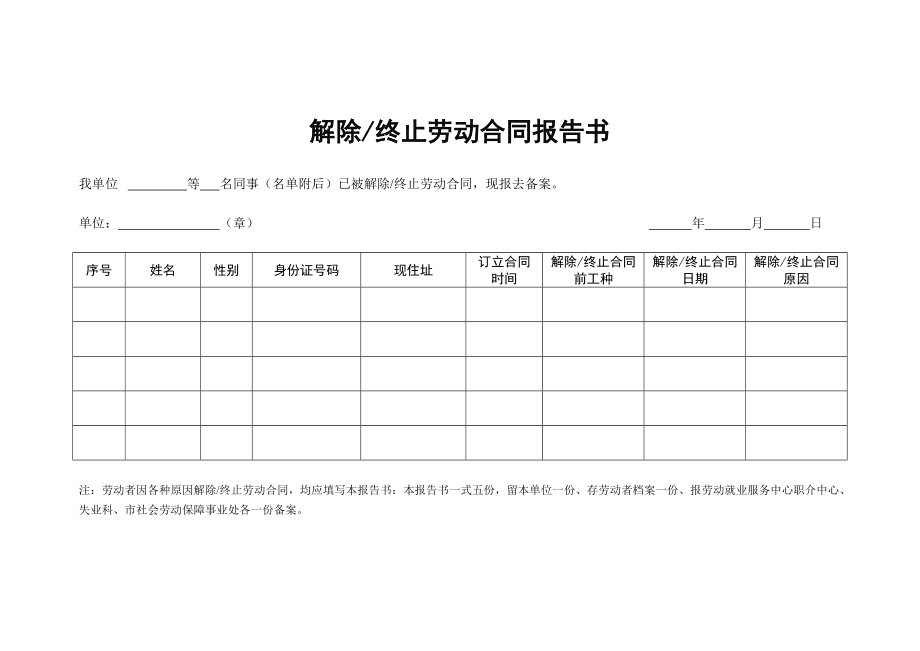 单位解除劳动合同