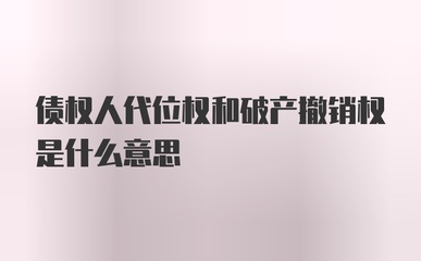 代位权和撤销权