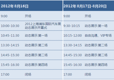 上海各种展览会时间表