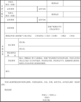 不动产异议登记申请书