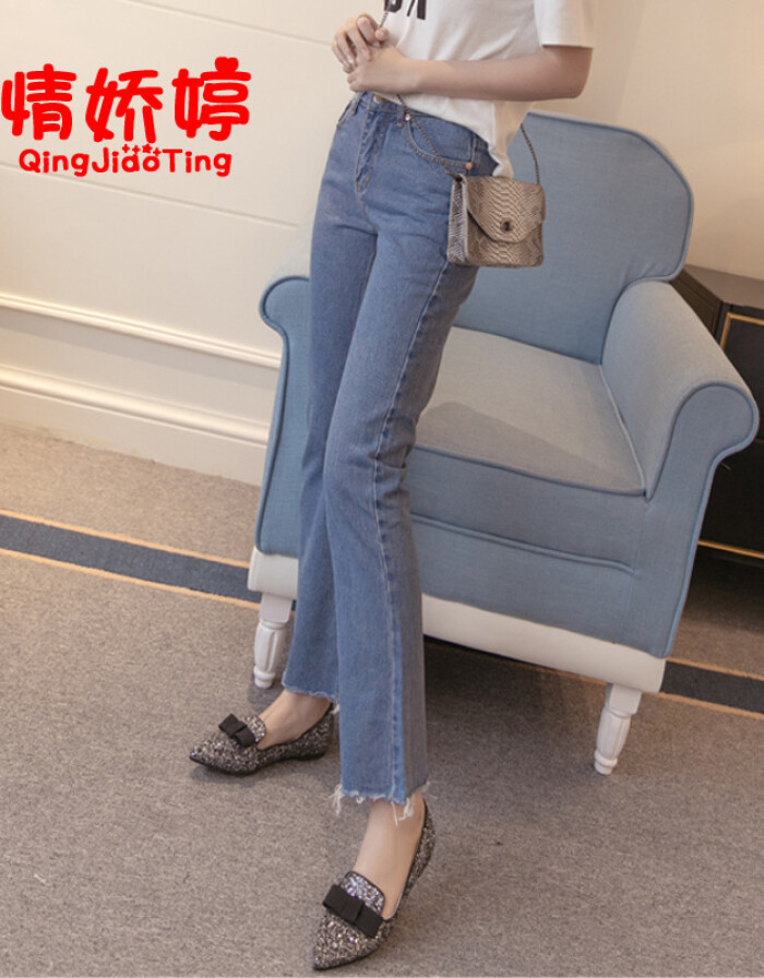 藏青色女装喇叭长裤
