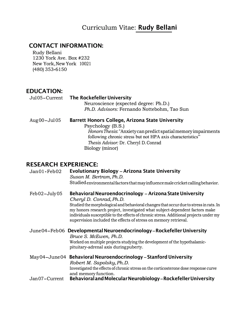 博士后申报个人简历