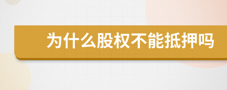 股权为什么不能抵押