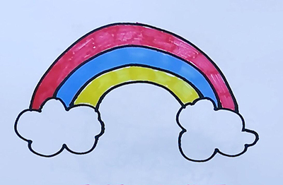 彩虹怎么画好看白云怎么画