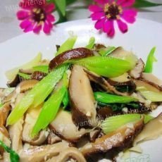 素炒香菇芹菜的做法
