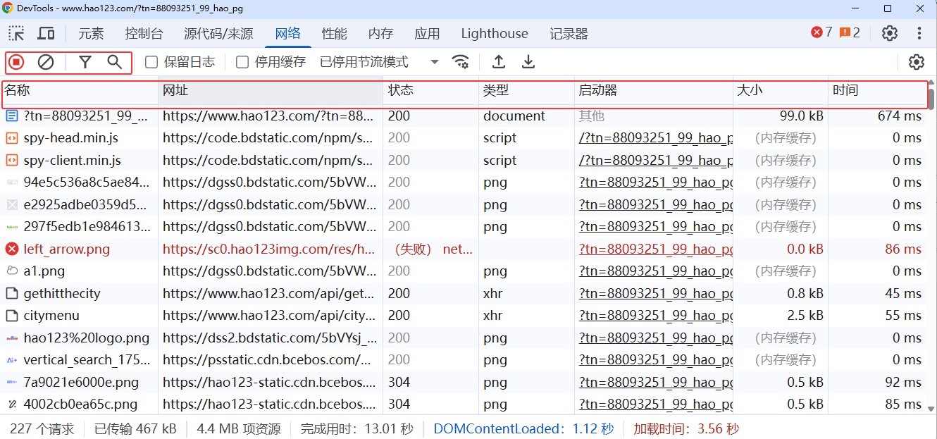 web工具箱网络选项卡
