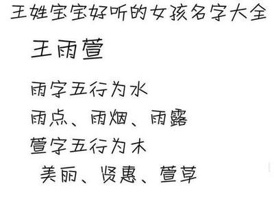 王雨什么名字好听女孩
