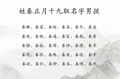 秦取名字大全男孩名字