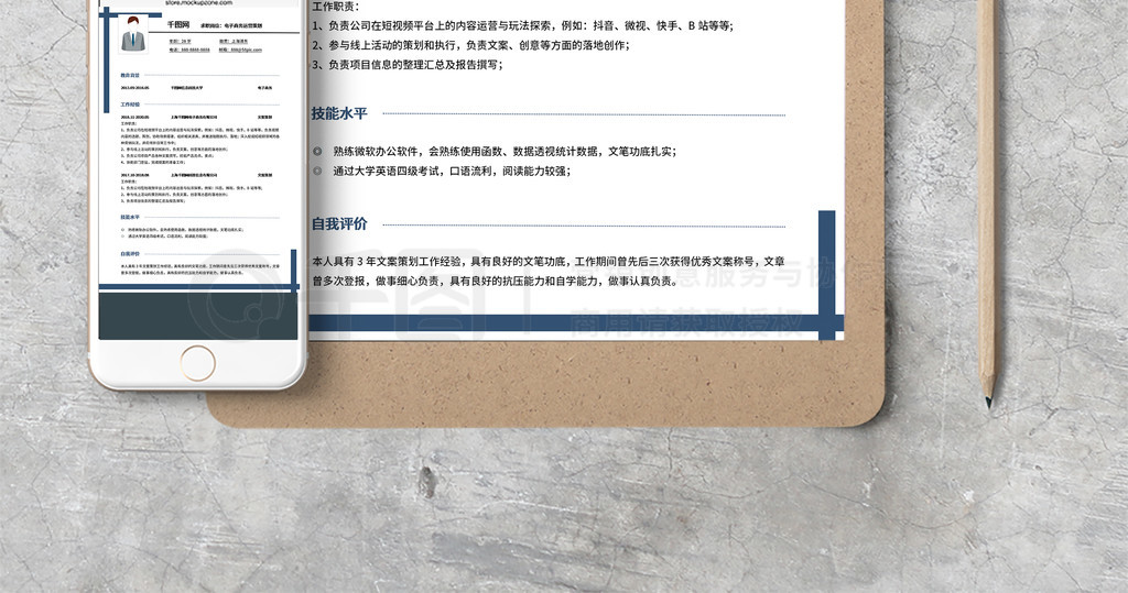 简约商务分电子商务运营策划简历模板