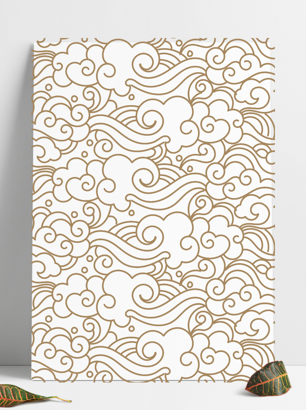 中国风古典祥云纹浪花纹底纹暗纹装饰图案