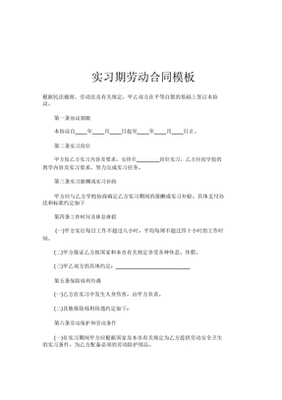 实习劳动合同