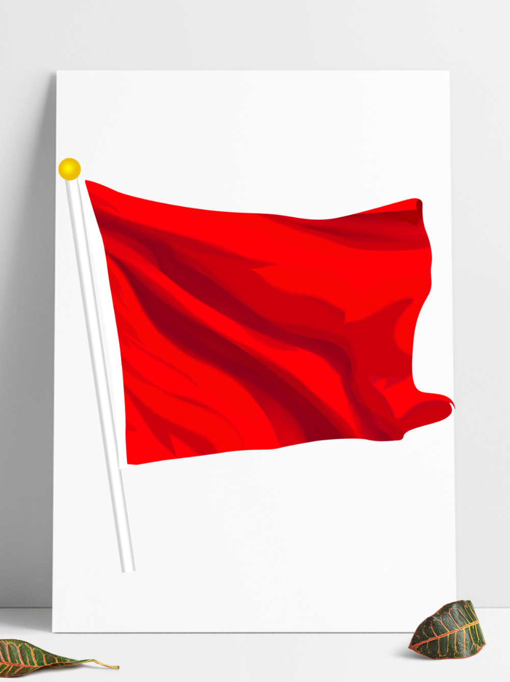 手绘红旗插画素材