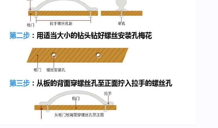 安装橱柜打拉手孔距